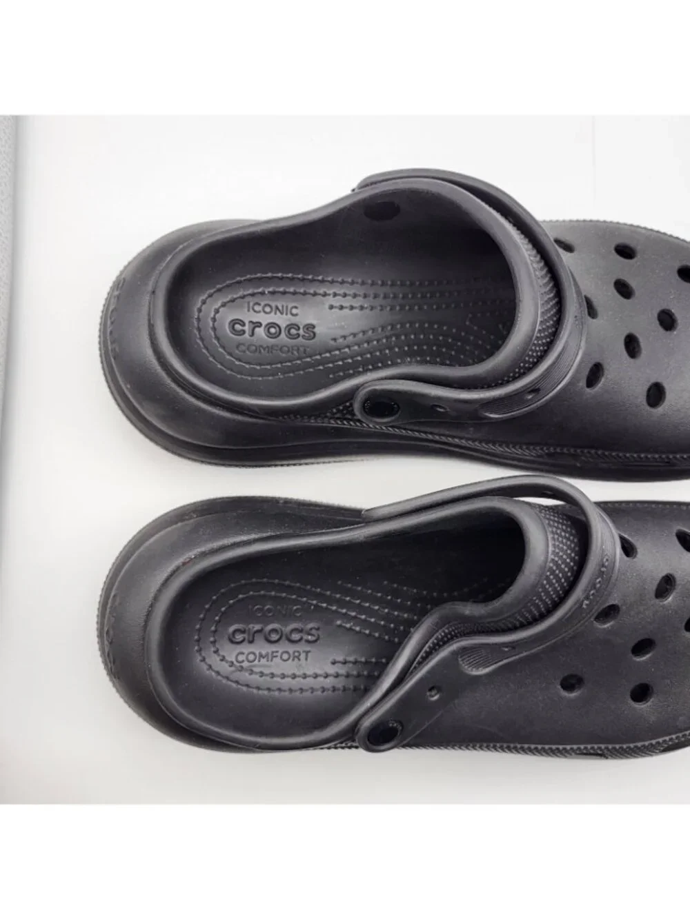 Crocs Mega Crush Clogs Black Men's Sz 13 Platform Vegan black slip on blemished